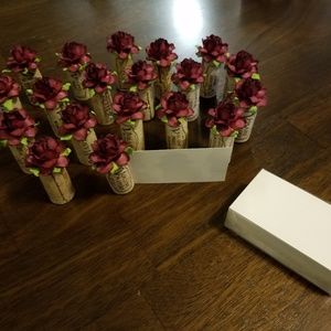 Rose Cork Placecard Holders & Blank Ivory Cards